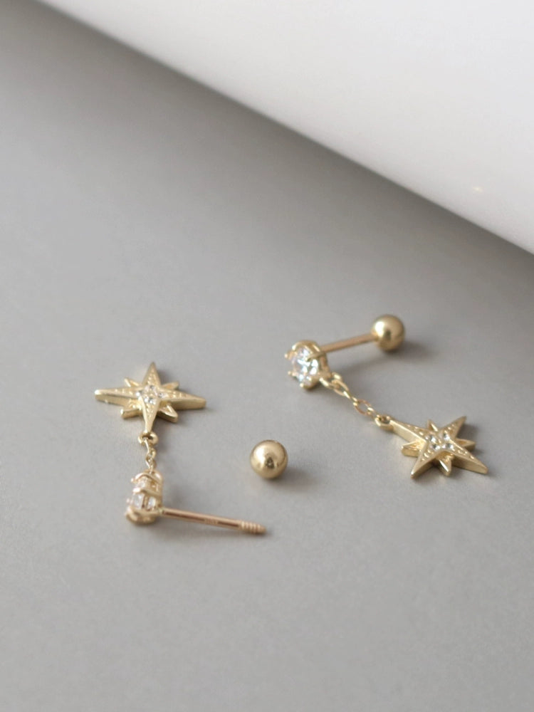 Hanging Beaded Grand Star Stud Earrings