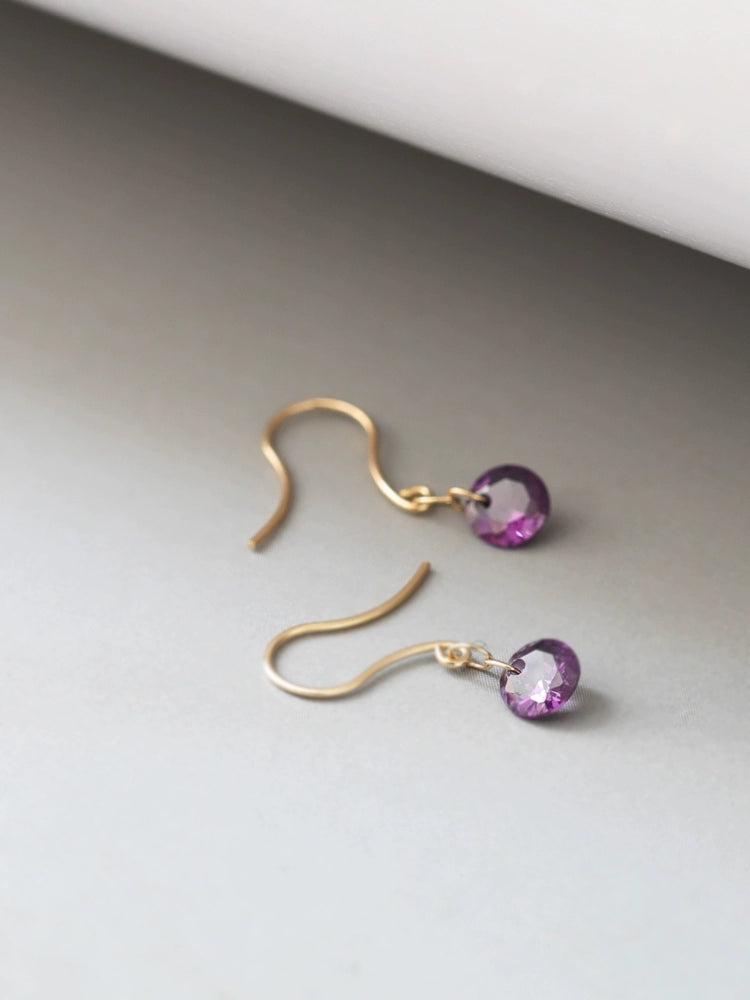 Round Gem Ear Hook Earrings