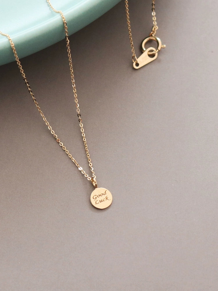 "Good Luck" Round Charm Necklace