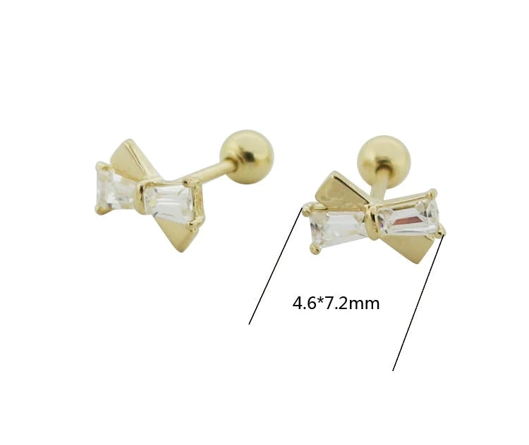 Jewelled Cross Tie Bow Stud Earrings