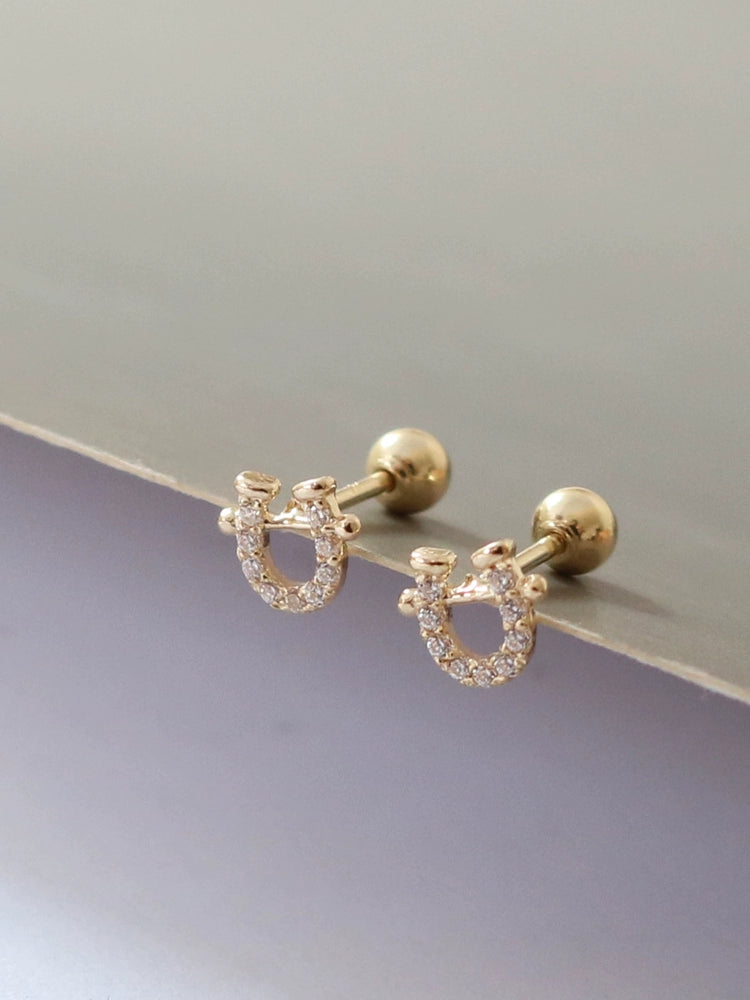 Moissanite Horseshoe Stud Earrings