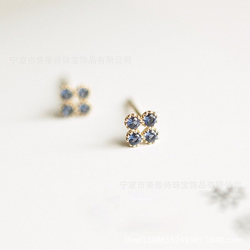 Four Blue Stud Earrings