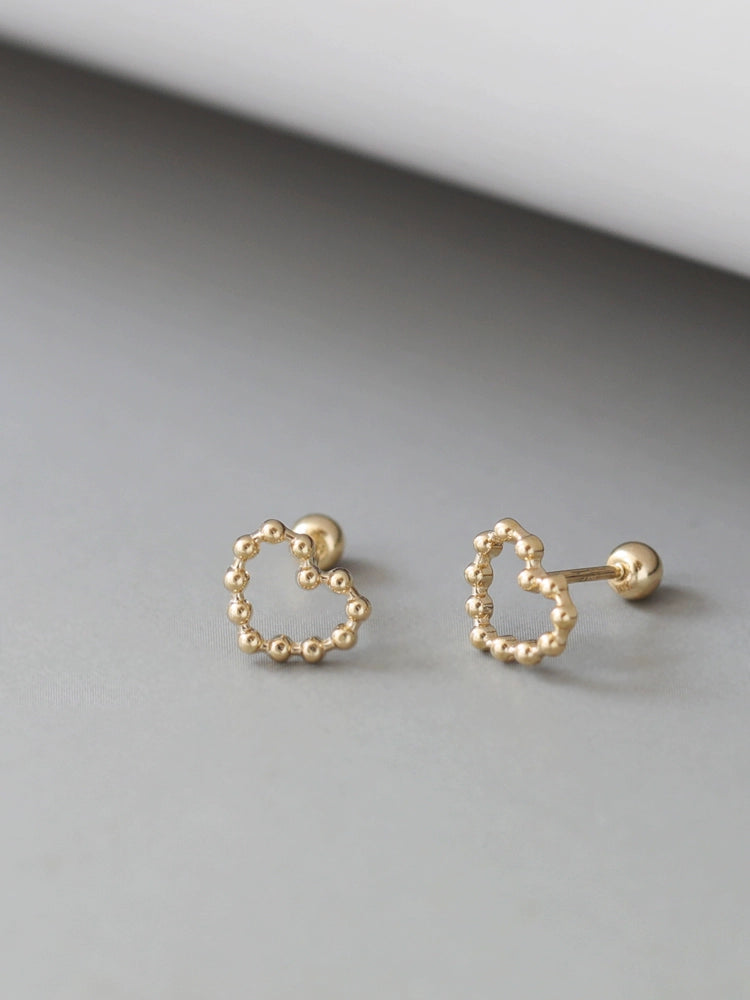 Beaded Heart Frame Stud Earrings