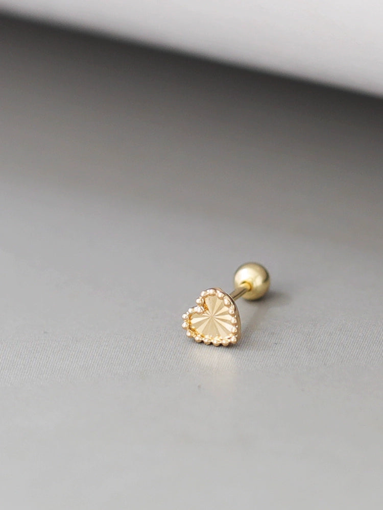 Beaded Mirror Cut Heart Stud Earrings