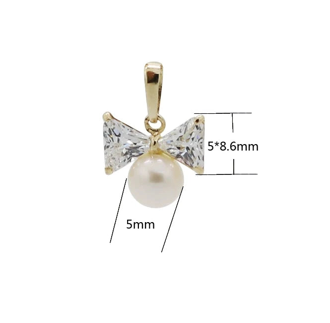 Bow Tie Pearl Charm Pendant