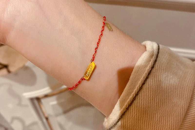 'Good Luck' Tag Red Rope Bracelet