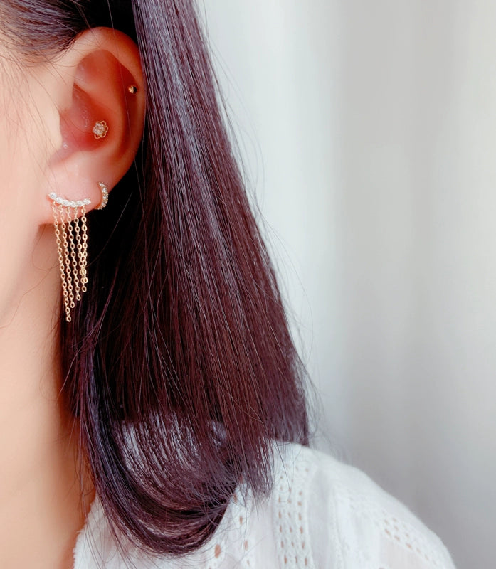 Asymmetric Athena Chains Stud Earrings