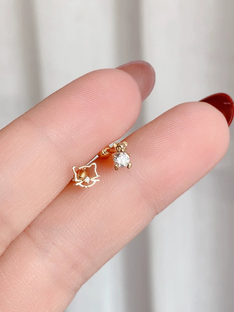 Bear & Cat Stud Earrings