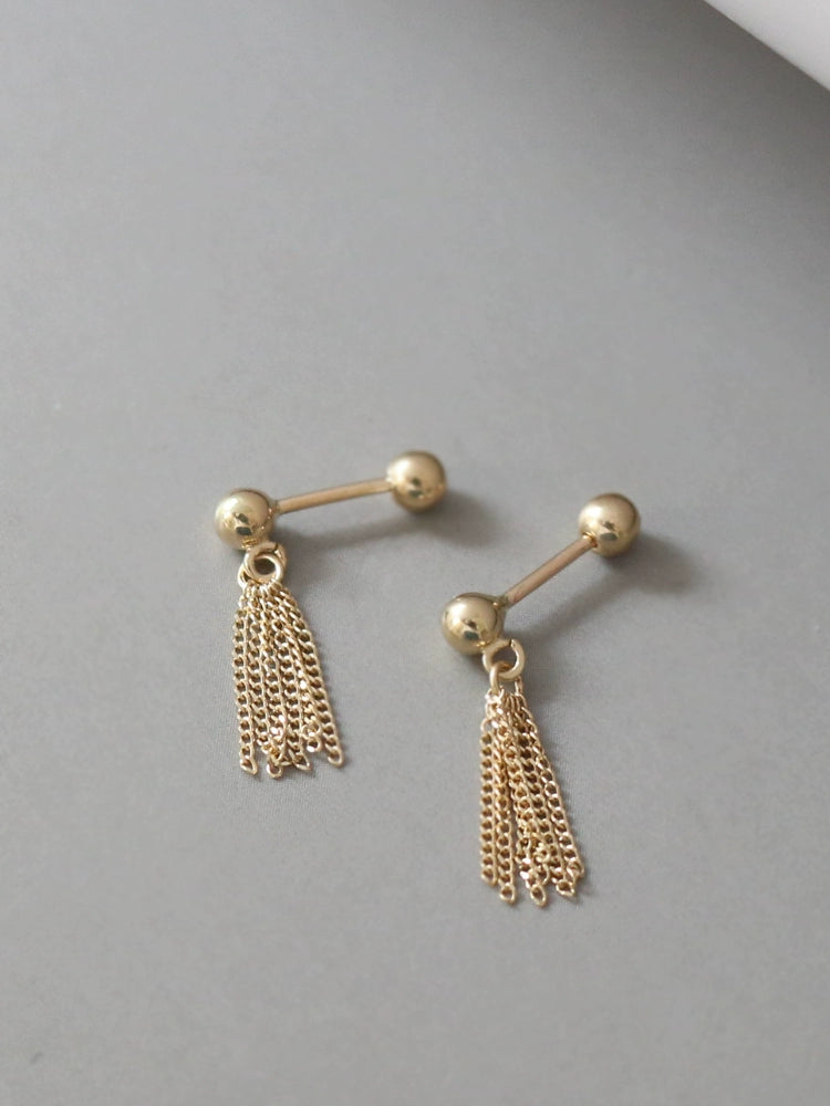 Tassel Chain Brush Stud Earrings