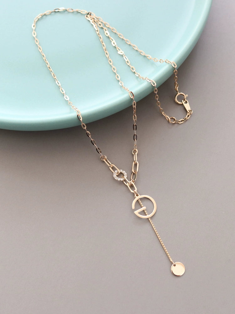 G Hanging Dial Lariat Necklace