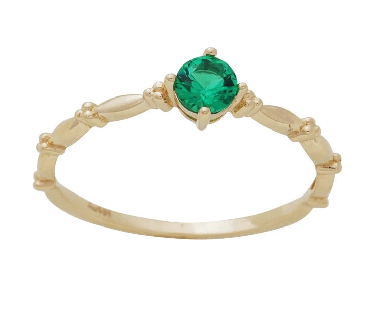 Kata Green Moissanite Beaded Stackable Ring