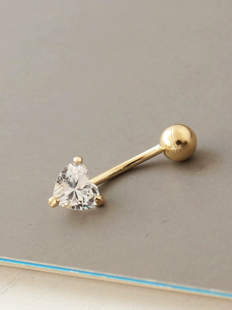 Moissanite Heart Navel Bar Ring