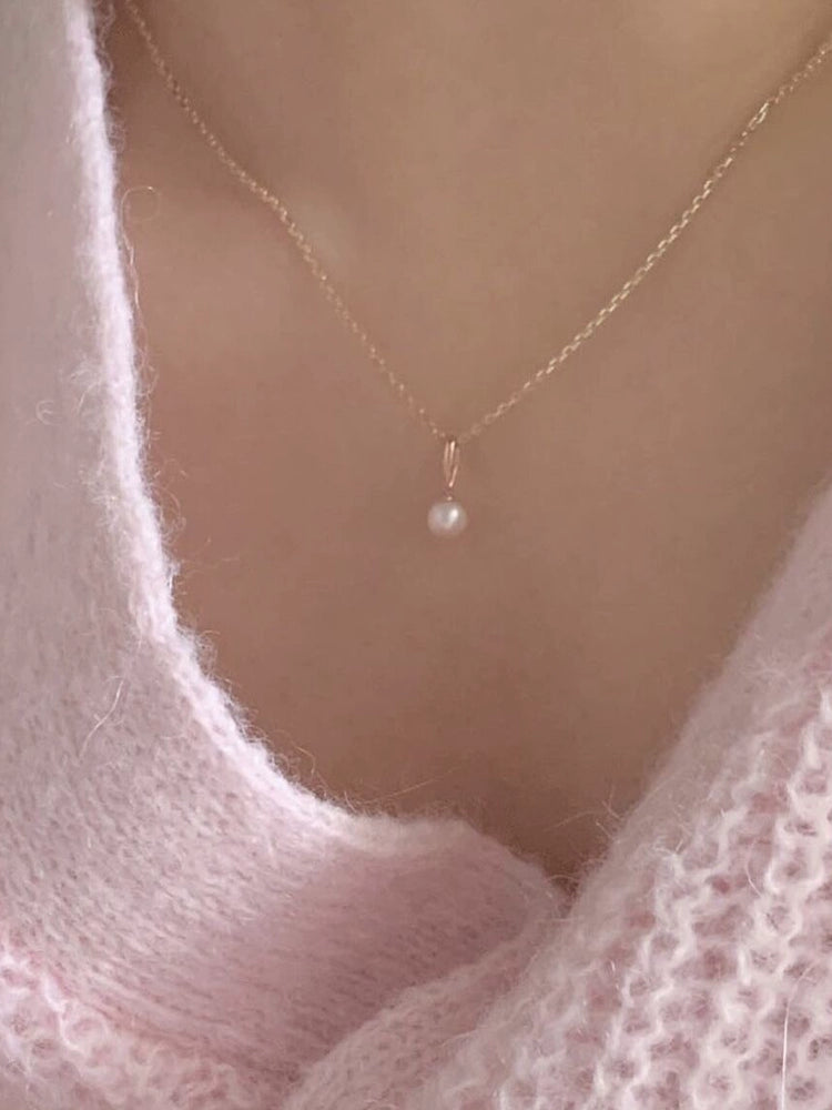 Hanging Pearl Charm Necklace