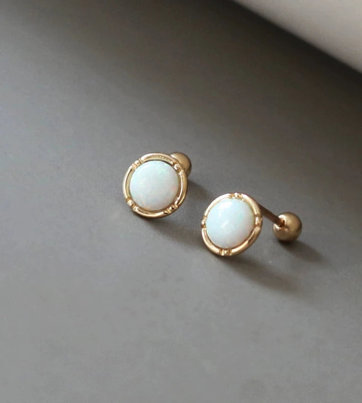 Opal Stone Wheel Stud Earrings