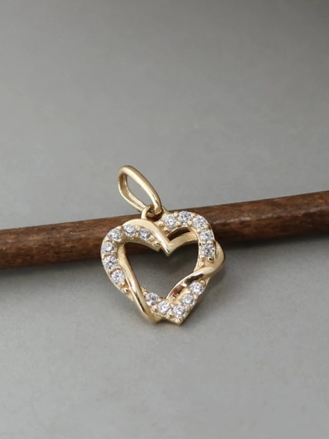 Double Intertwined Heart Charm Pendant