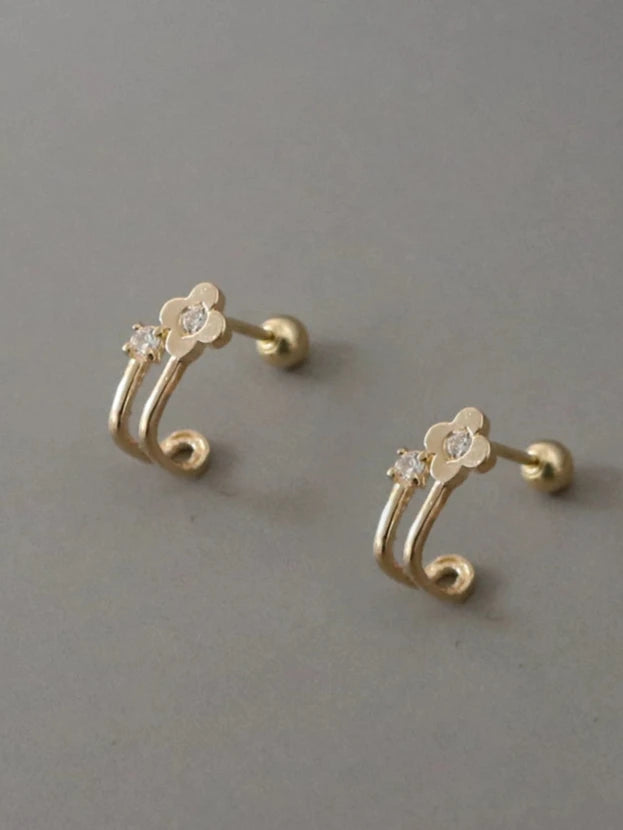 Spring Flower Cuff Stud Earrings