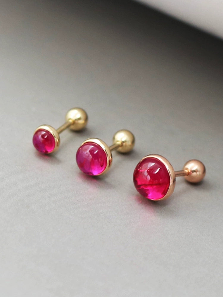 Pink Stone Stud Earrings