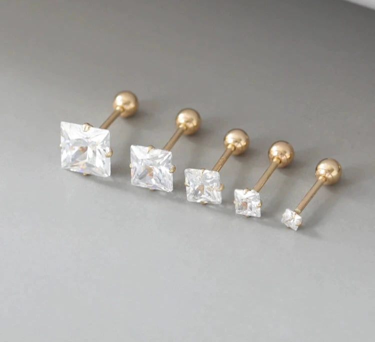 Moissanite Tile Stud Earrings