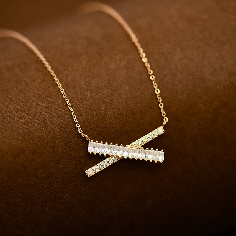 Jagged Panel Cross Necklace