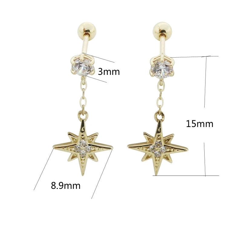 Hanging Beaded Grand Star Stud Earrings