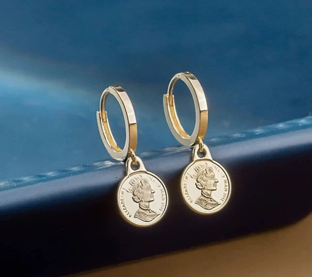 Queen's Jubilee Coin Huggie Hoops