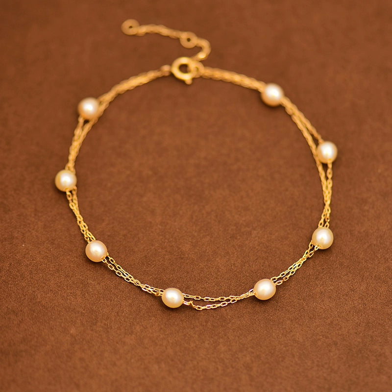 Double Pearl Belcher Chain Bracelet