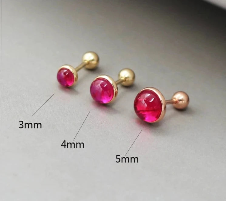 Pink Stone Stud Earrings