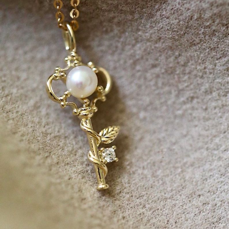 Fairytale Pearl Key Charm Bracelet