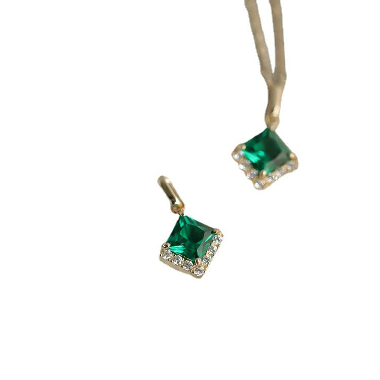 Classy Emerald Tile Charm Necklace