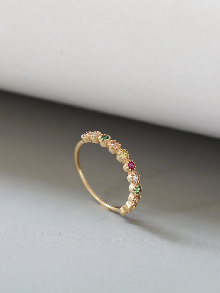 Midsummer Beaded Solitaire Stackable Ring