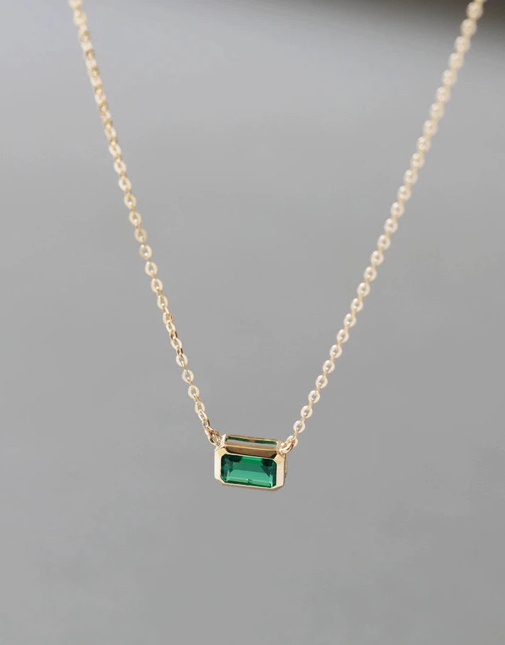 Green Moissanite Envelope Necklace