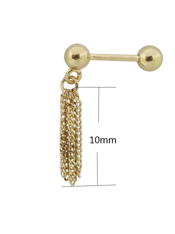 Tassel Chain Brush Stud Earrings