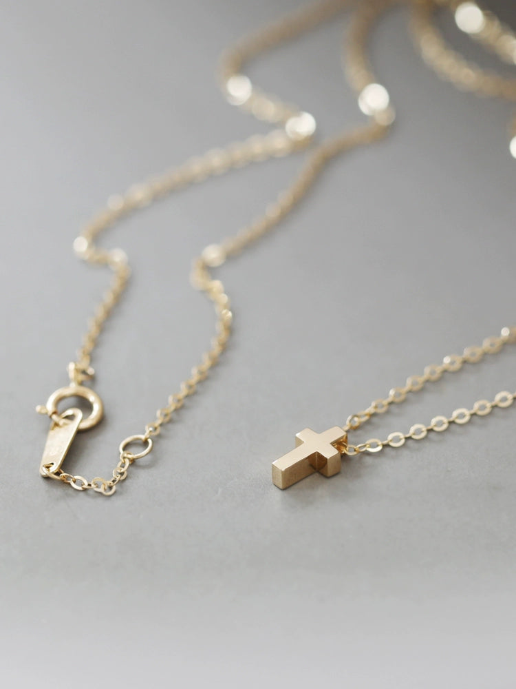 Mini Block Cross Necklace