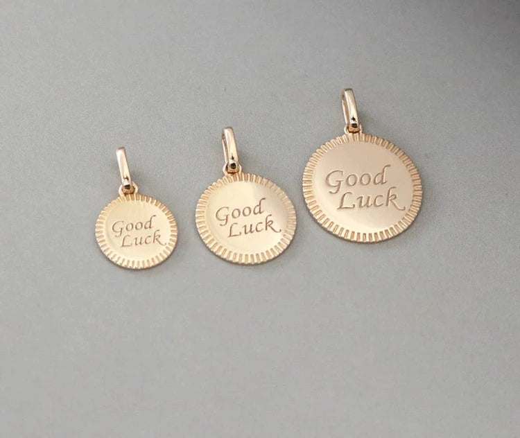 'Good Luck' Engraved Charm Pendant