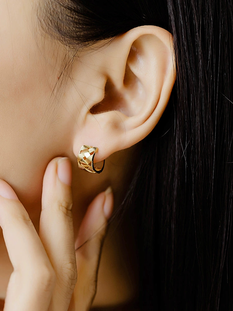 Wide Weaved Hoop Earrings