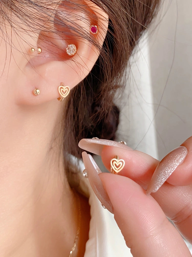 Spiral Hearts Huggie Hoops