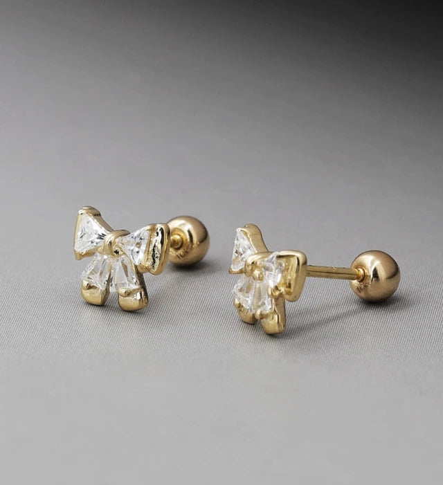 Moissanite Hairbow Stud Earrings