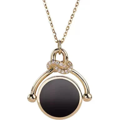 Black Agate Glam Mirrror Charm Pendant