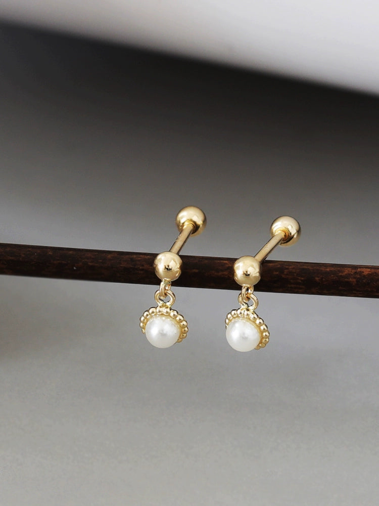 Beaded Pearl Sun Stud Earrings