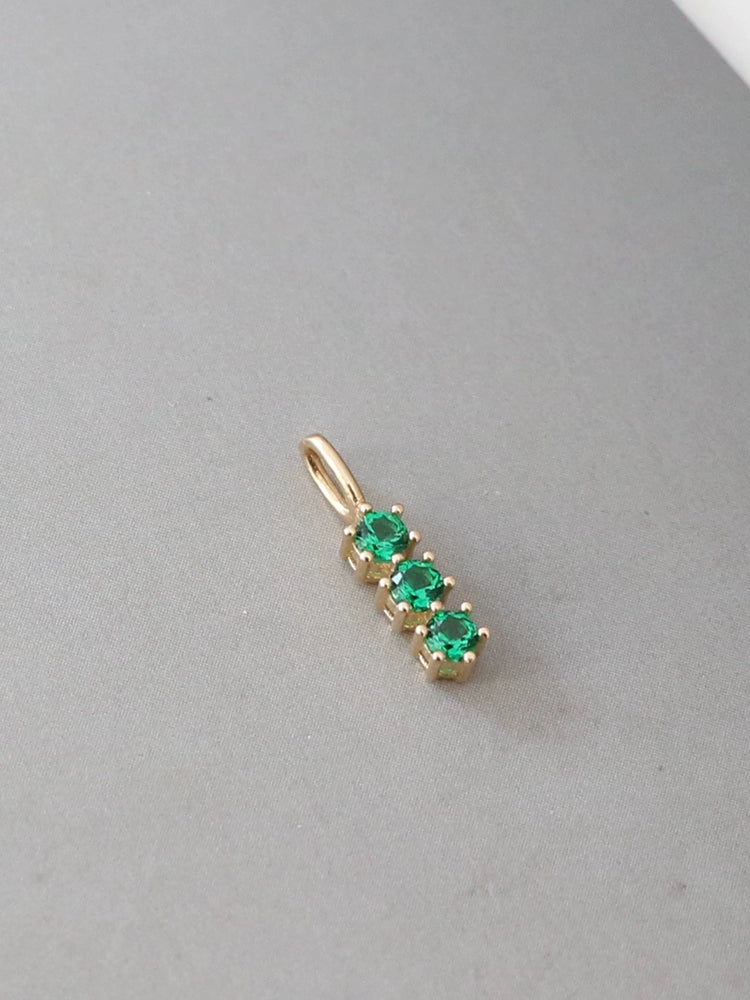 Thrice Emerald Gem Charm Pendant