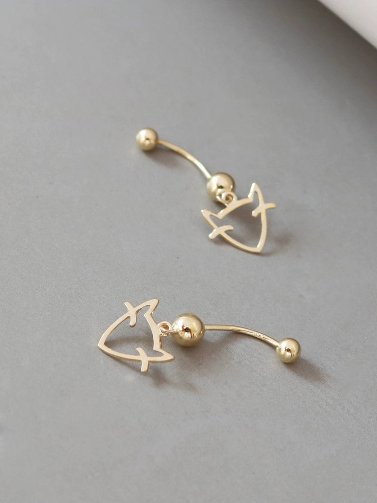 Fox Motif Bar Stud Earrings