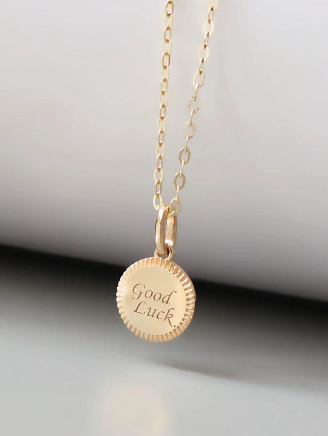 'Good Luck' Engraved Charm Necklace