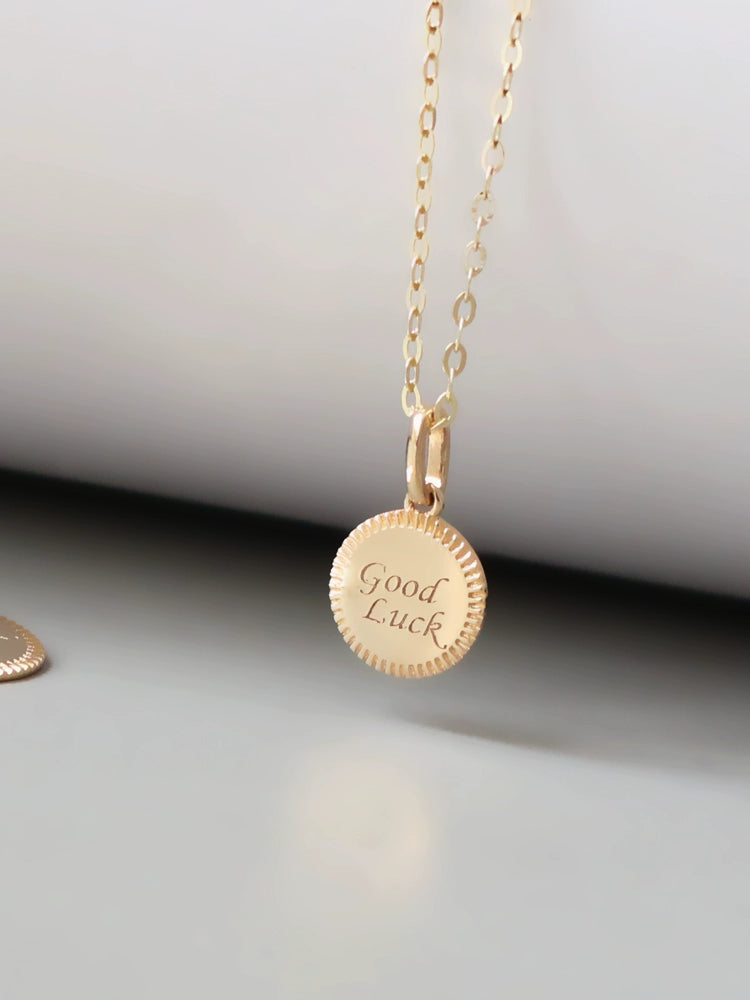 'Good Luck' Engraved Charm Pendant