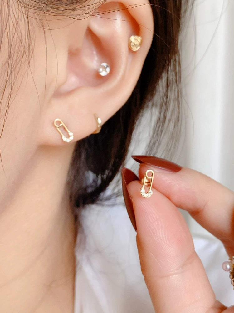 Studded Paperclip Stud Earrings