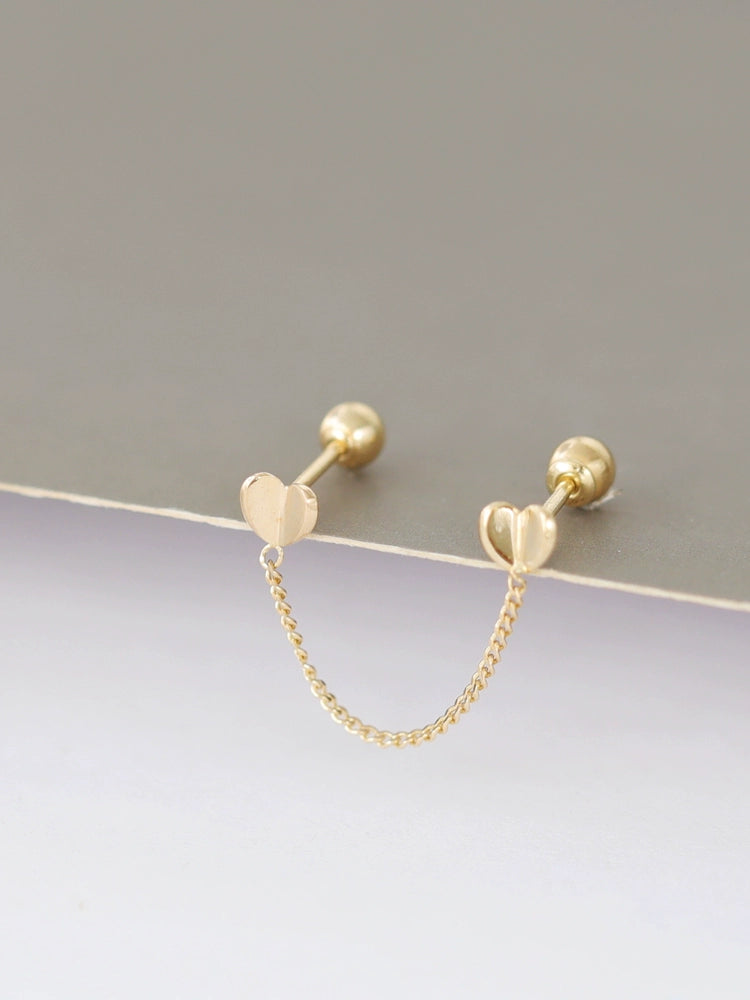 Flutter Heart Chain Stud Earrings