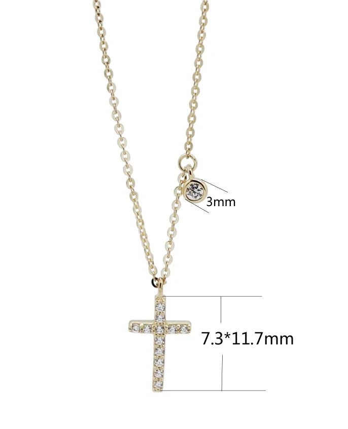 Cross & Bezel Charm Necklace