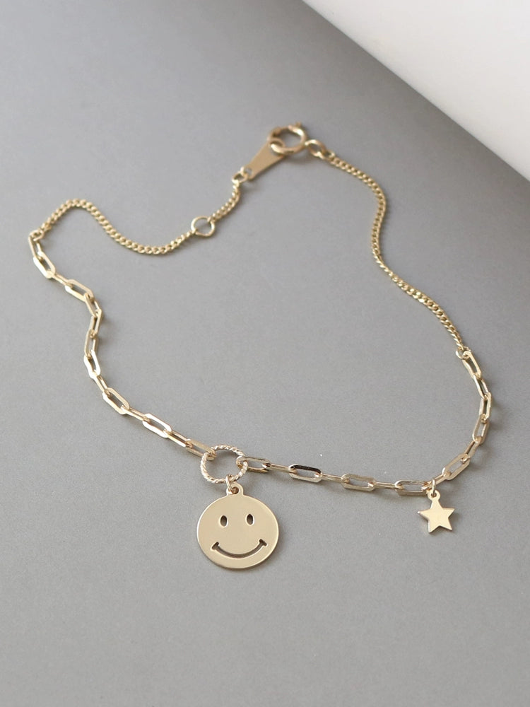 Happy Face Asymmetric Chain Bracelet