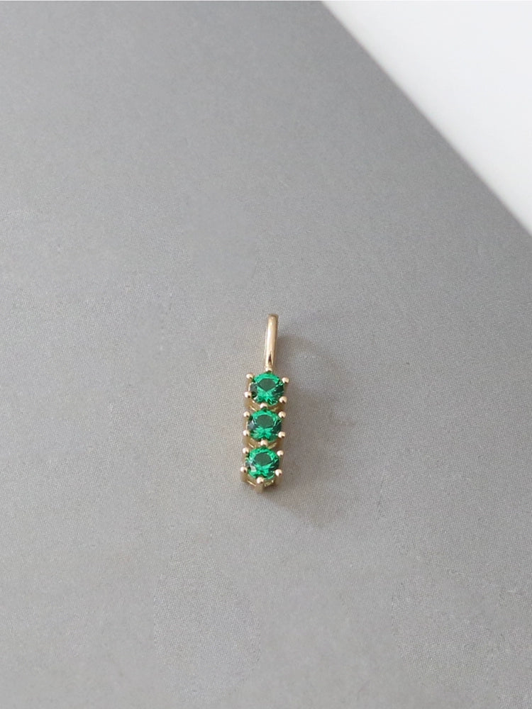 Thrice Emerald Gem Charm Pendant