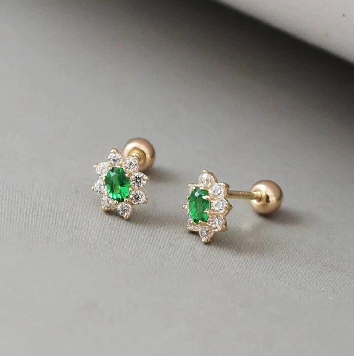 Green Cluster Stud Earrings