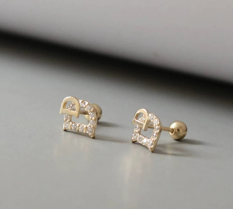 Asymmetric Double D Stud Earrings